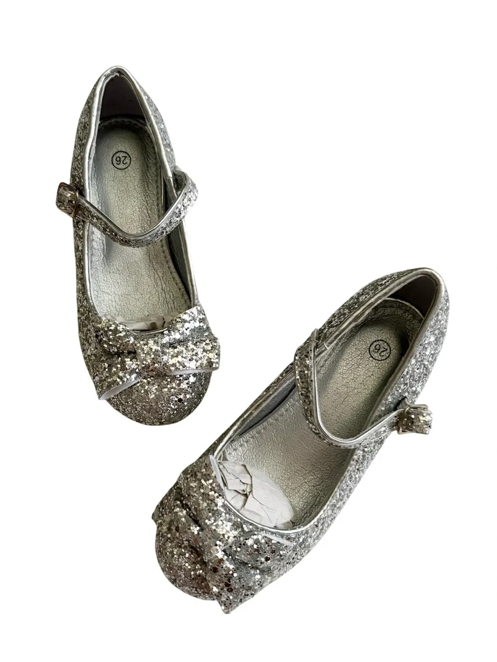 Toddler Girls Mary Jane Silver Glitter Dress Shoes NWT